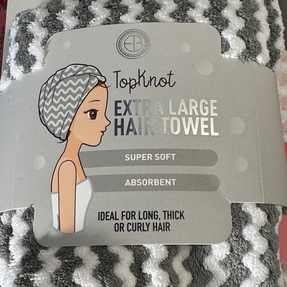 Set of 2 Extra Large Hair Towels - Pink & Gray NWT - Picture 5 of 5